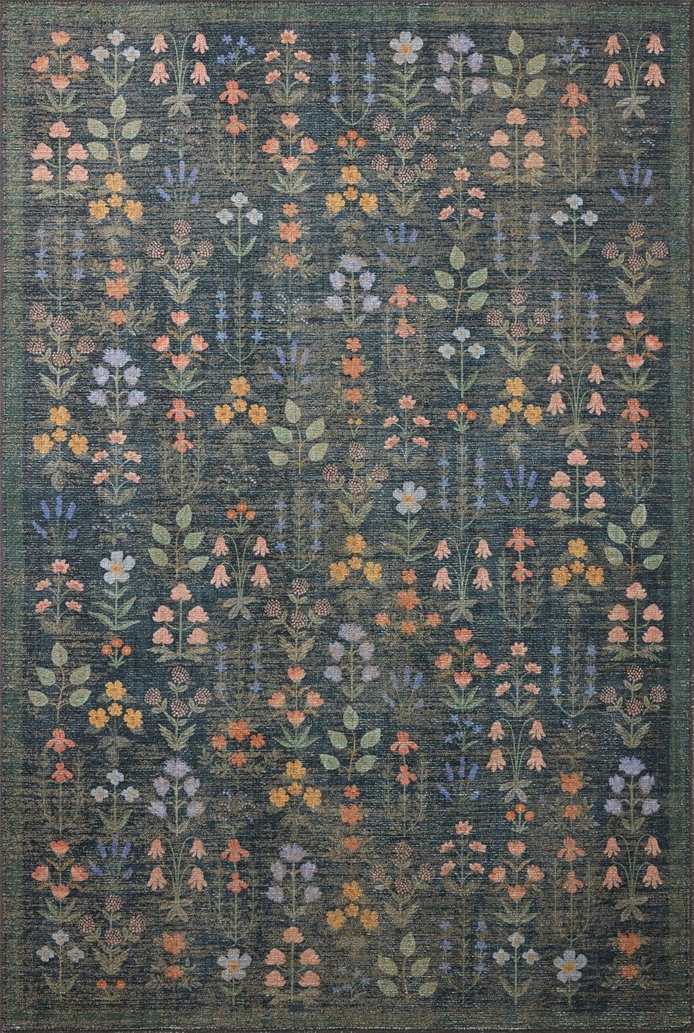 image:imageLoloi Rifle Paper Co Edinburgh Collection EDN03 NavyMulti 76 x 96 Area Rug Jute Natural Floral Vintage Inspired Low Pile Living Room Bedroom Dining Bedroom CarpetNavy Multi