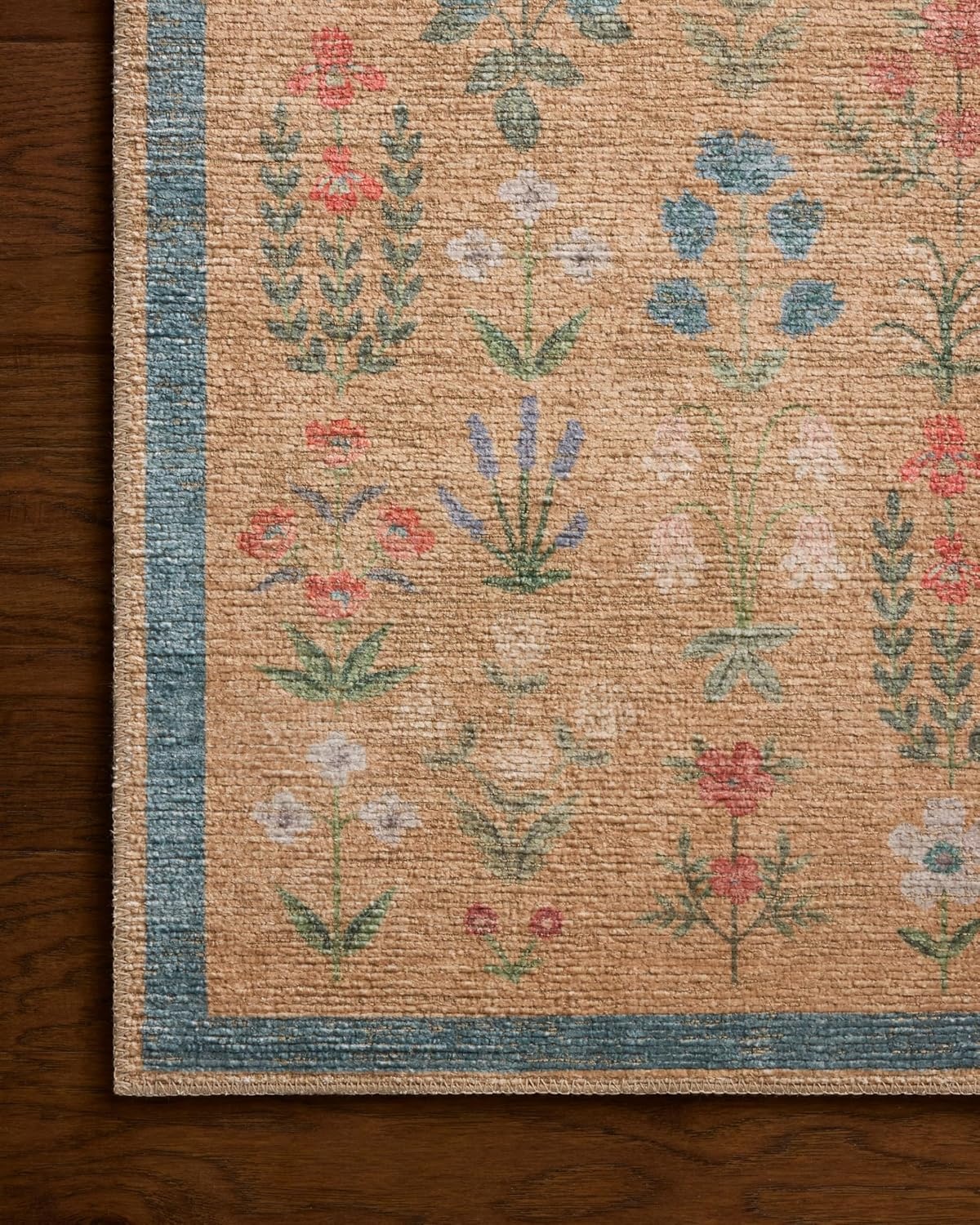 image:imageLoloi Rifle Paper Co Edinburgh Collection EDN03 NavyMulti 76 x 96 Area Rug Jute Natural Floral Vintage Inspired Low Pile Living Room Bedroom Dining Bedroom CarpetWheat Multi