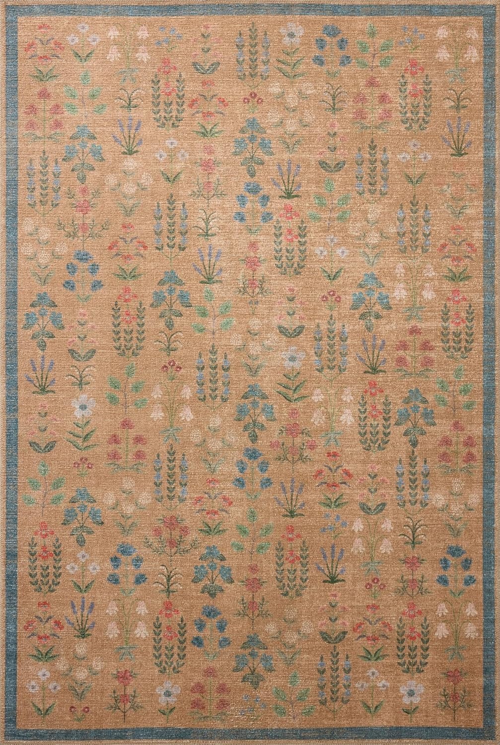 image:imageLoloi Rifle Paper Co Edinburgh Collection EDN03 NavyMulti 76 x 96 Area Rug Jute Natural Floral Vintage Inspired Low Pile Living Room Bedroom Dining Bedroom CarpetWheat Multi