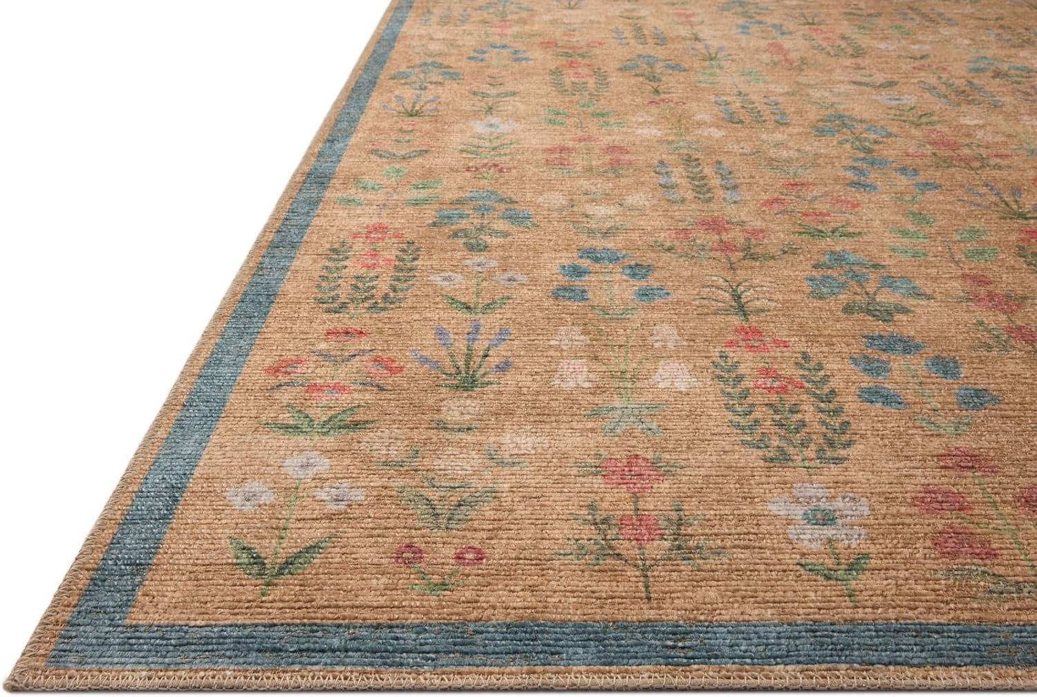 image:imageLoloi Rifle Paper Co Edinburgh Collection EDN03 NavyMulti 76 x 96 Area Rug Jute Natural Floral Vintage Inspired Low Pile Living Room Bedroom Dining Bedroom CarpetWheat Multi