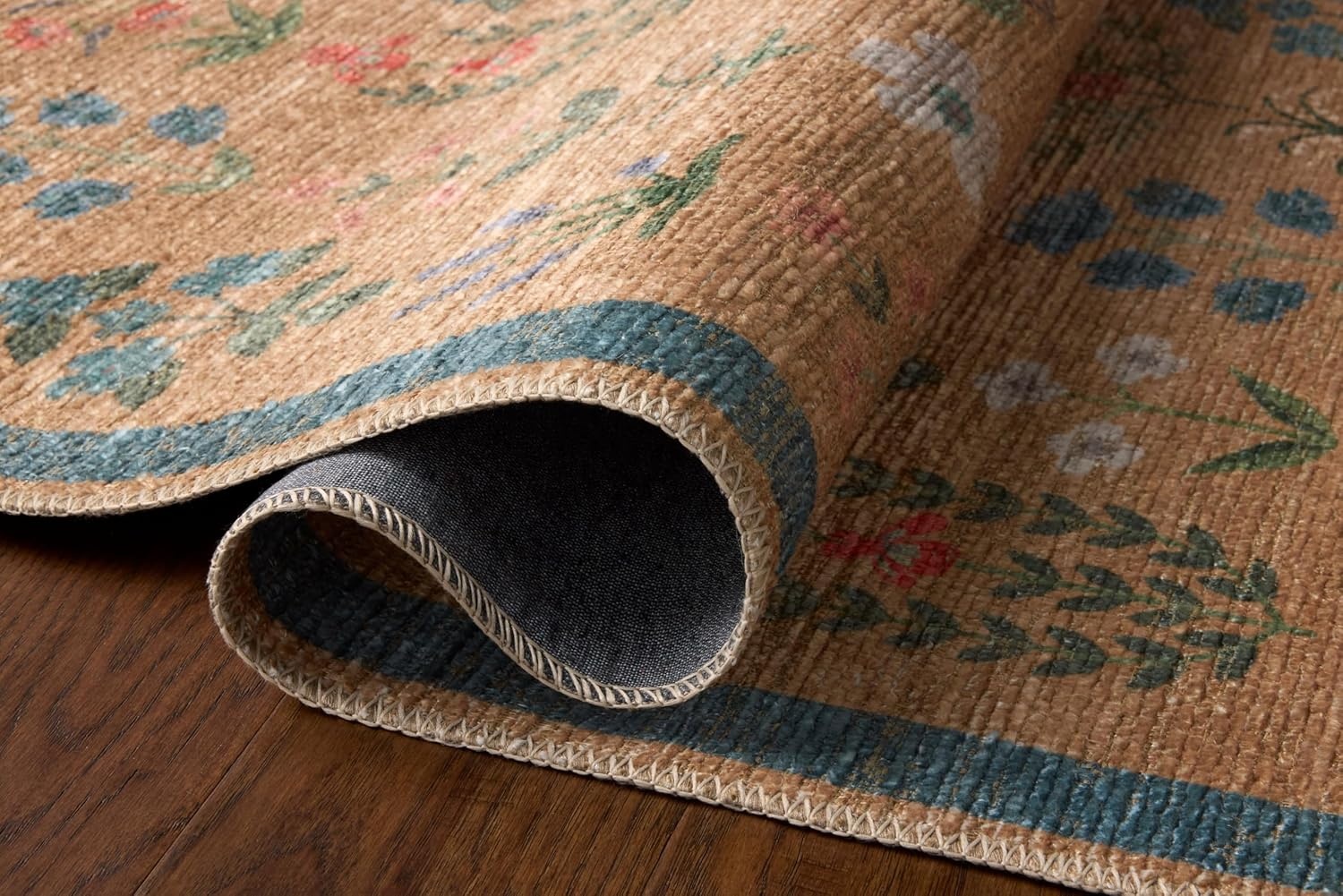 image:imageLoloi Rifle Paper Co Edinburgh Collection EDN03 NavyMulti 76 x 96 Area Rug Jute Natural Floral Vintage Inspired Low Pile Living Room Bedroom Dining Bedroom CarpetWheat Multi