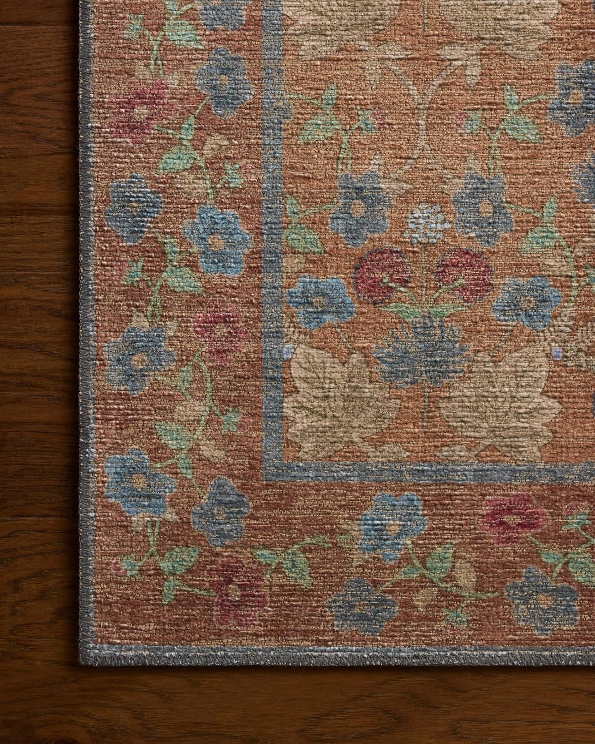 image:imageLoloi Rifle Paper Co Edinburgh Collection EDN03 NavyMulti 76 x 96 Area Rug Jute Natural Floral Vintage Inspired Low Pile Living Room Bedroom Dining Bedroom CarpetCinnamon Multi