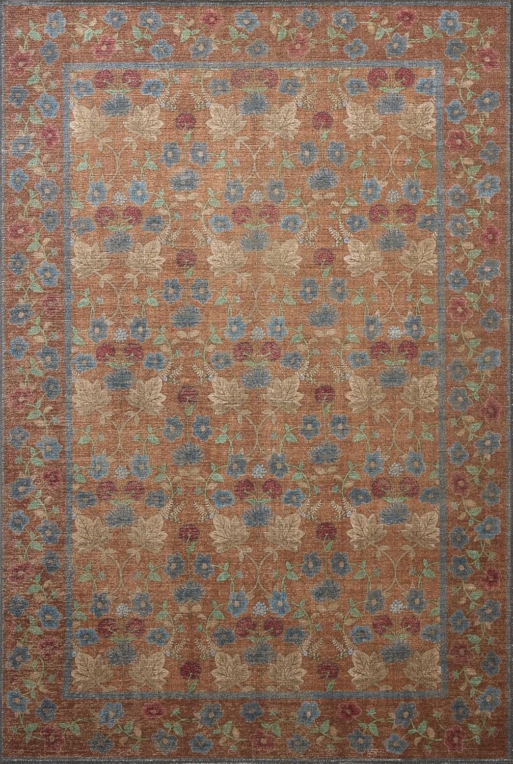 image:imageLoloi Rifle Paper Co Edinburgh Collection EDN03 NavyMulti 76 x 96 Area Rug Jute Natural Floral Vintage Inspired Low Pile Living Room Bedroom Dining Bedroom CarpetCinnamon Multi