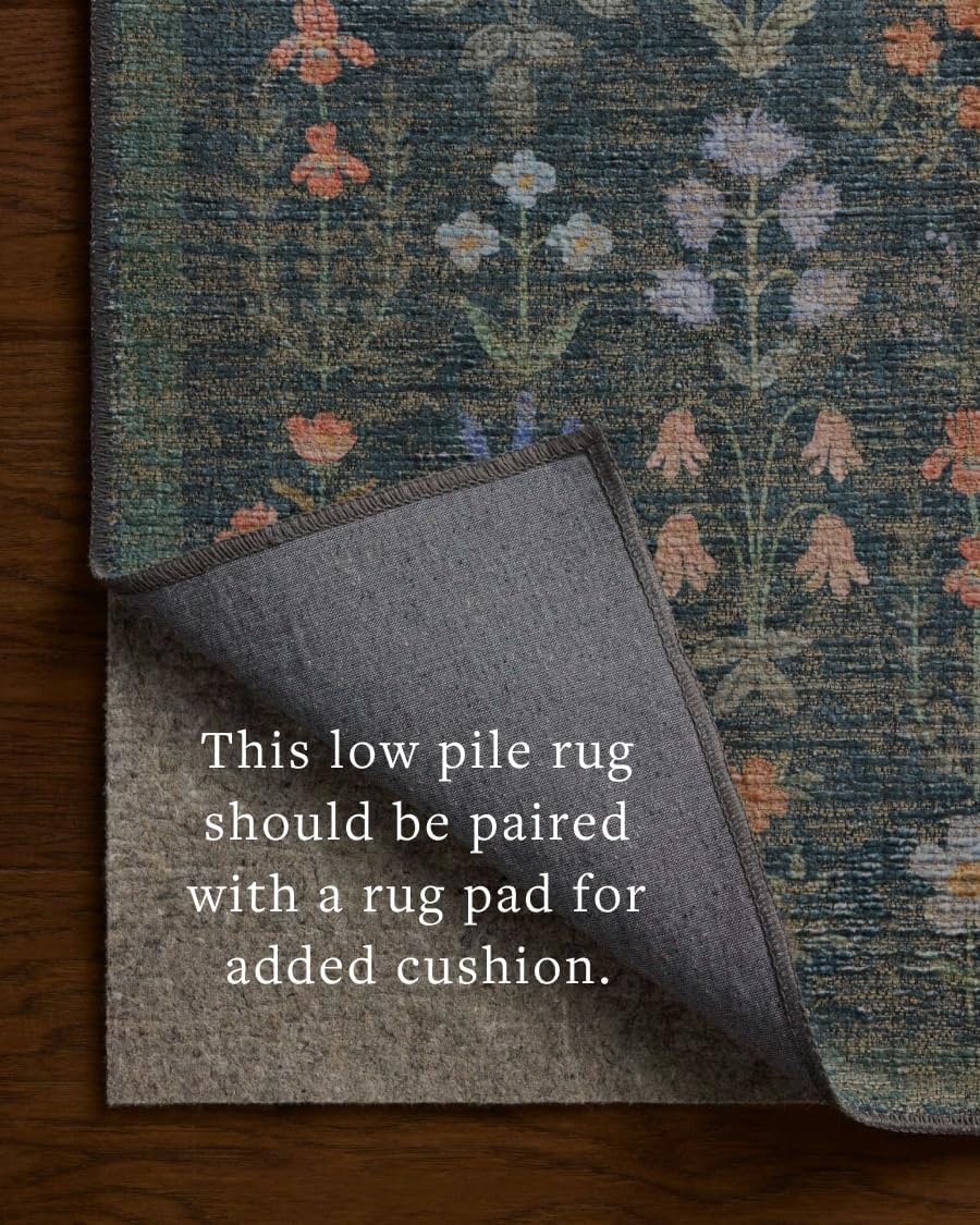 image:imageLoloi Rifle Paper Co Edinburgh Collection EDN03 NavyMulti 76 x 96 Area Rug Jute Natural Floral Vintage Inspired Low Pile Living Room Bedroom Dining Bedroom CarpetNavy Multi