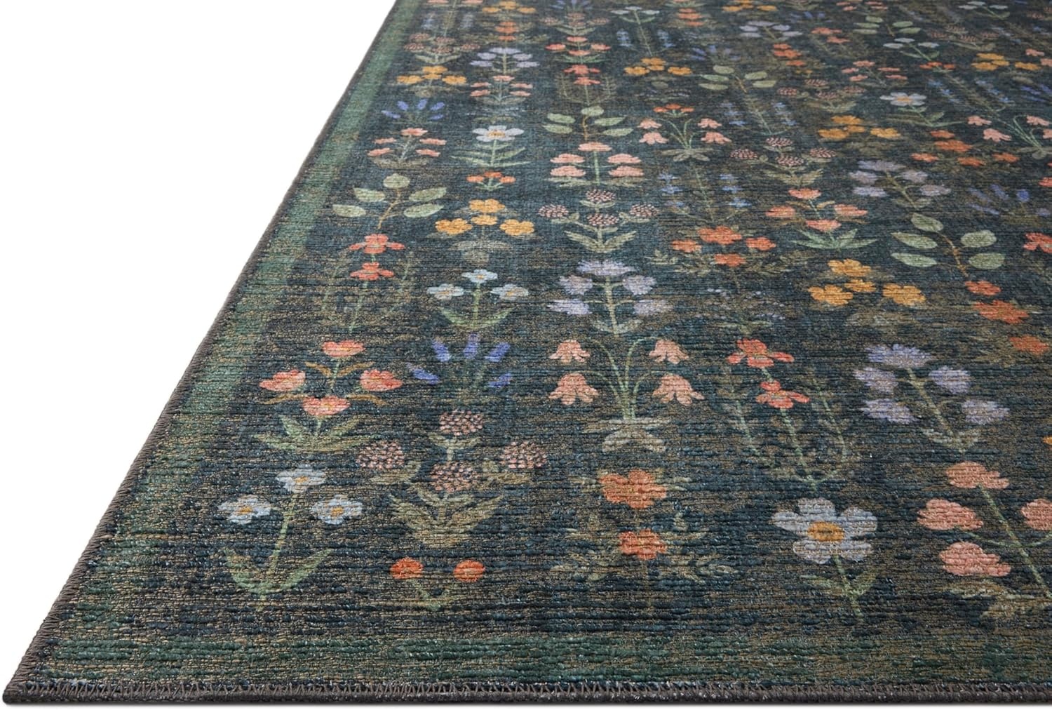 image:imageLoloi Rifle Paper Co Edinburgh Collection EDN03 NavyMulti 76 x 96 Area Rug Jute Natural Floral Vintage Inspired Low Pile Living Room Bedroom Dining Bedroom CarpetNavy Multi
