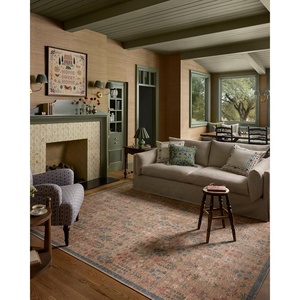 Loloi Rifle Paper Co. Edinburgh Collection EDN-03 Navy/Multi 7′-6″ x 9′-6″ Area Rug Jute, Natural, Floral, Vintage Inspired, Low Pile, Living Room, Bedroom, Dining, Bedroom, Carpet(Wheat / Multi)