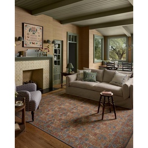Loloi Rifle Paper Co. Edinburgh Collection EDN-03 Navy/Multi 7′-6″ x 9′-6″ Area Rug Jute, Natural, Floral, Vintage Inspired, Low Pile, Living Room, Bedroom, Dining, Bedroom, Carpet(Cinnamon / Multi)
