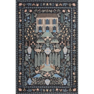 Loloi Rifle Paper Co Menagerie Black 5′-0″ x 7′-6″ Area Rug